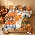 thumbnail image 2 of Homewish Harvest Pumpkin Full Size Bedding Sets, Autumn Maple Leaves Full Size Bed in a Bag, Black White Orange, Pumpkin Bat Reversible 7 Pieces, 2 of 7