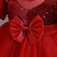 thumbnail image 5 of vastwit Baby Girls Princess Sequins Bowknot Dress Kids Puff Sleeve Birthday Pageant Wedding Tutu Gown Red 4-5, 5 of 7