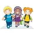 thumbnail image 2 of Kids Going to School Wall Decal Mural by Wallmonkeys Vinyl Peel and Stick Graphic for Girls (48 in W x 33 in H), 2 of 4