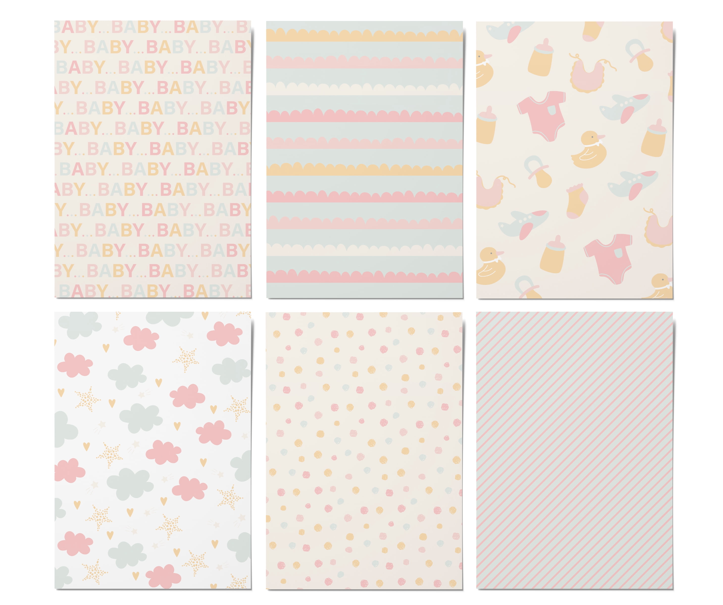 Baby Scrapbook Cardstock Paper Gender Neutral 93lb New 24 Sheets Pastel Colors Premium Cricut Paper