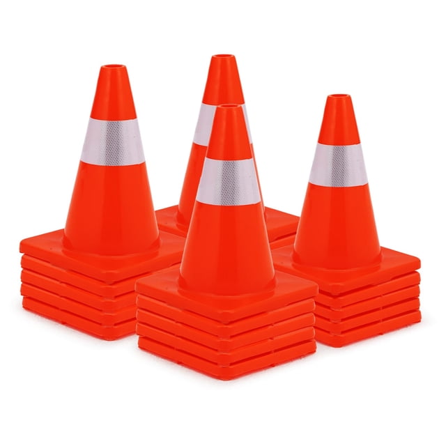 20 Pack Traffic Safety Cones 18 inch, PVC Orange Cones with Reflective Collars, Parking Training Construction Road Caution Plastic Cones for Parking Lot, Traffic Control, Driving Training