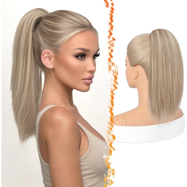 Yanonmyfd Black Straight Drawstring Ponytail Extension - 28 Inch Long Straight Drawstring Ponytail Extension Natural Looking Fluffy Soft Synthetic Cheer Posh Pony Tails Hairpieces Daily Party