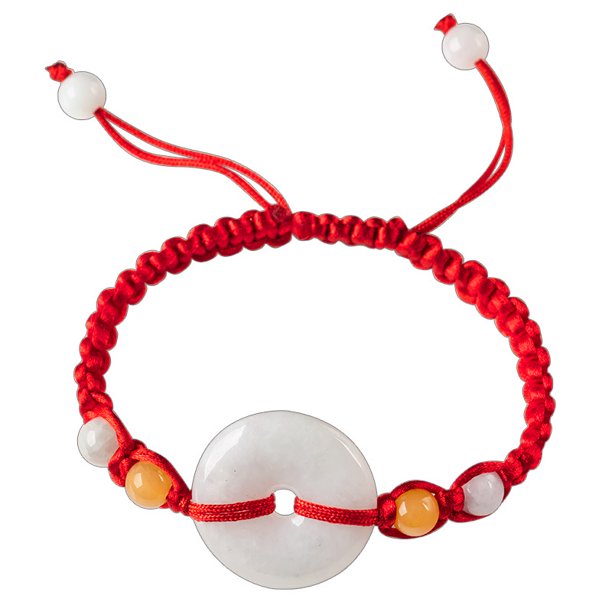 Pulsera tejida a mano con cordón rojo para hombre y mujer con colgante de jade
