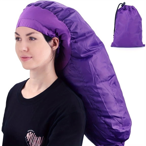 Bonnet Hooded Hair Dryer Attachment,Adjustable Deep Conditioning Cap, Upgraded Drying Heat Cap with Elastic Strap for Curly Hair Nursing Oil Treat-Ment Fast Drying Styling Purple