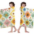 thumbnail image 4 of Pioneer Flower Floral Print Pattern Hooded Bath Towel，60"x35" for Ages 3 To 12 Kids, Quick Dry Lightweight Soft Microfiber Hood Beach Towel Cover Up for Kids, 4 of 7