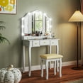 thumbnail image 2 of HOMCOM Vanity Set with Mirror and Stool, Vanity Desk with Storage, White, 2 of 10