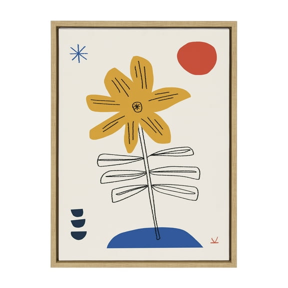 Kate and Laurel Sylvie Dancing with Flowers Framed Canvas Wall Art by Kelly Knaga 18x24 Natural Colorful Floral Art for Wall