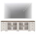 thumbnail image 4 of WAMPAT TV Stand for 100-Inch TV, Wood TV Console Table for 85/90/95-Inch TVs, Entertainment Center with Charging Station & Glass Door, Rustic White Kitchen Sideboard Buffet Cabinet for Dining Room, 4 of 8