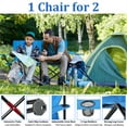 thumbnail image 2 of Coliware Oversized Foldable Camping Chair, Double Seat Folding Camp Compact Chair for 2 Persons with Storage Bag, Portable & Large for Outdoor Fishing Hiking Travel Picnic Beach Lawn Patio - Blue, 2 of 8