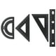 thumbnail image 2 of Juego de 4 reglas metálicas resistentes para oficina, con placa triangular, transportador y regla para exámenes. Color negro., 2 of 7