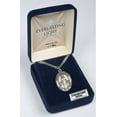 thumbnail image 3 of Mens Oval .925 Sterling Silver Nino de Atocha Medal Pendant on 24" Rhodium Plated Heavy Curb Brass Chain with Lobster Claw clasp, Catholic Religious Necklace - Made in USA- Velvet Gift Box, 3 of 3