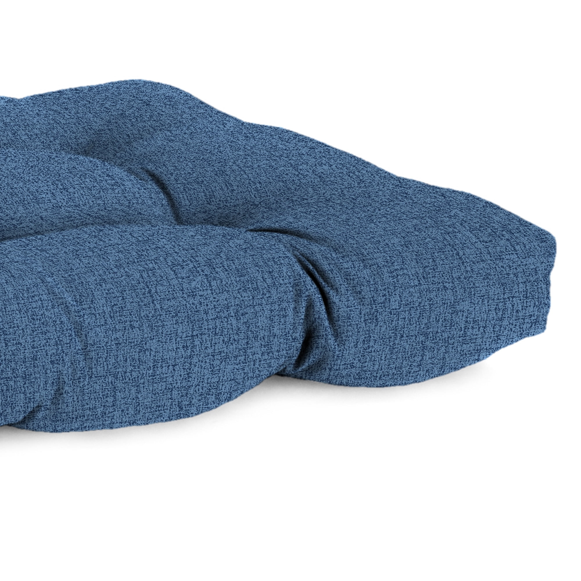 Jordan Manufacturing 44" x 18" McHusk Capri Blue Crosshatch Rectangular Tufted Contoured Crosshatch Outdoor Wicker Settee Bench Cushion