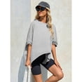 thumbnail image 4 of Women Summer Oversized T Shirt Batwing Sleeve Short Sleeve Asymmetric Hem Top Loose Waist T Shirt, 4 of 4