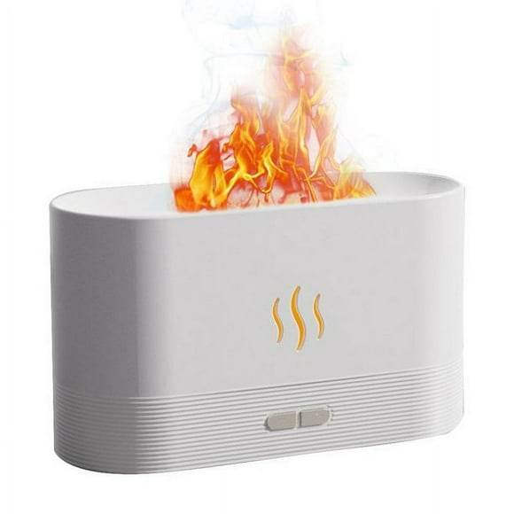 X Simulation Flamme Brume Humidificateur 2 Luminosité Nuit Lumière Calme Bureau Cool USB Humidificateur Aromathérapie Diffuseur d'Huile Essentielle pour la Maison Bureau Chambre à Coucher Bébé Auto-off