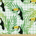 thumbnail image 2 of Tropical Upholstery Fabric by the Yard, Pattern of Exotic Birds on Coconut Palm Tree Branches Summer Foliage, Decorative Fabric for DIY and Home Accents, Green and Charcoal Grey by Ambesonne, 2 of 5