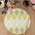 thumbnail image 3 of Yellow Boho Flowers Round 15 Inch Placemats Set of 4, Modern Luxurious Geometric Floral HeatResistant Non Slip Place Mats for Dining Table, Wipeable Braided Kitchen Table Mats for Housewarming, 3 of 9