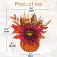 thumbnail image 2 of Briful 12.9"Artificial Pumpkin Floral Arrangement with Burgundy Sunflowers Leaves Fall Table Centerpiece for Harvest Autumn Décor, 2 of 6