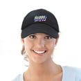 thumbnail image 5 of DALIX Colorful Happy Hat Mens Womens Embroidered Baseball Cap in Black, 5 of 7