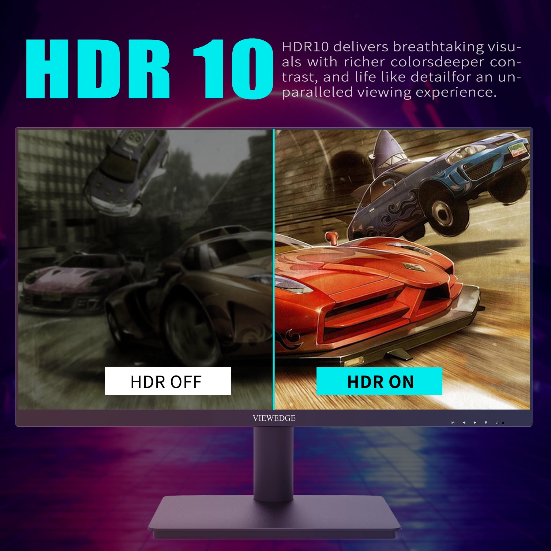 Viewedge 24 Inch Gaming Monitor with 180Hz, VA 1ms, FHD 1080p and HDR 10 PC Computer Monitor with 100% sRGB, Bluelight Filter, 2 HDMI & 1 DP Port, Support Freesync and Wall Mounted