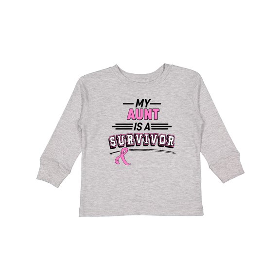 Inktastic My Aunt is a Survivor Breast Cancer Awareness Boys or Girls Long Sleeve Toddler T-Shirt