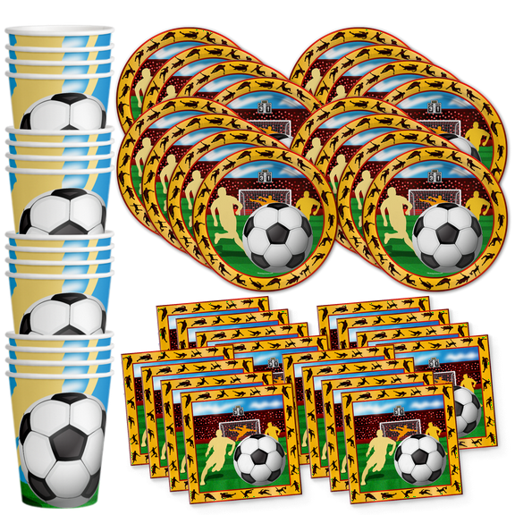 Soccer Birthday Party Supplies Set Plates Napkins Cups Tableware Kit for 16