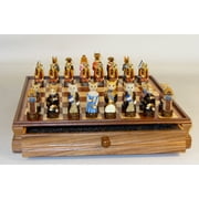 Cats & Dogs Resin Chessmen on Walnut Maple Chest