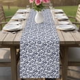 thumbnail image 4 of Baroque Pattern Table Runner, Blue Vintage Abstract Flowers Texture Cotton Linen Kitchen Table Decoration Washable Dining Tabletop Runners for Home Party Decor 13x60 Inches, 4 of 9