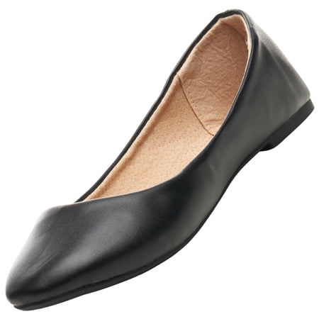 Alpine Swiss Pierina Womens Ballet Flats Round Toe Slip On Comfortable Shoes Black