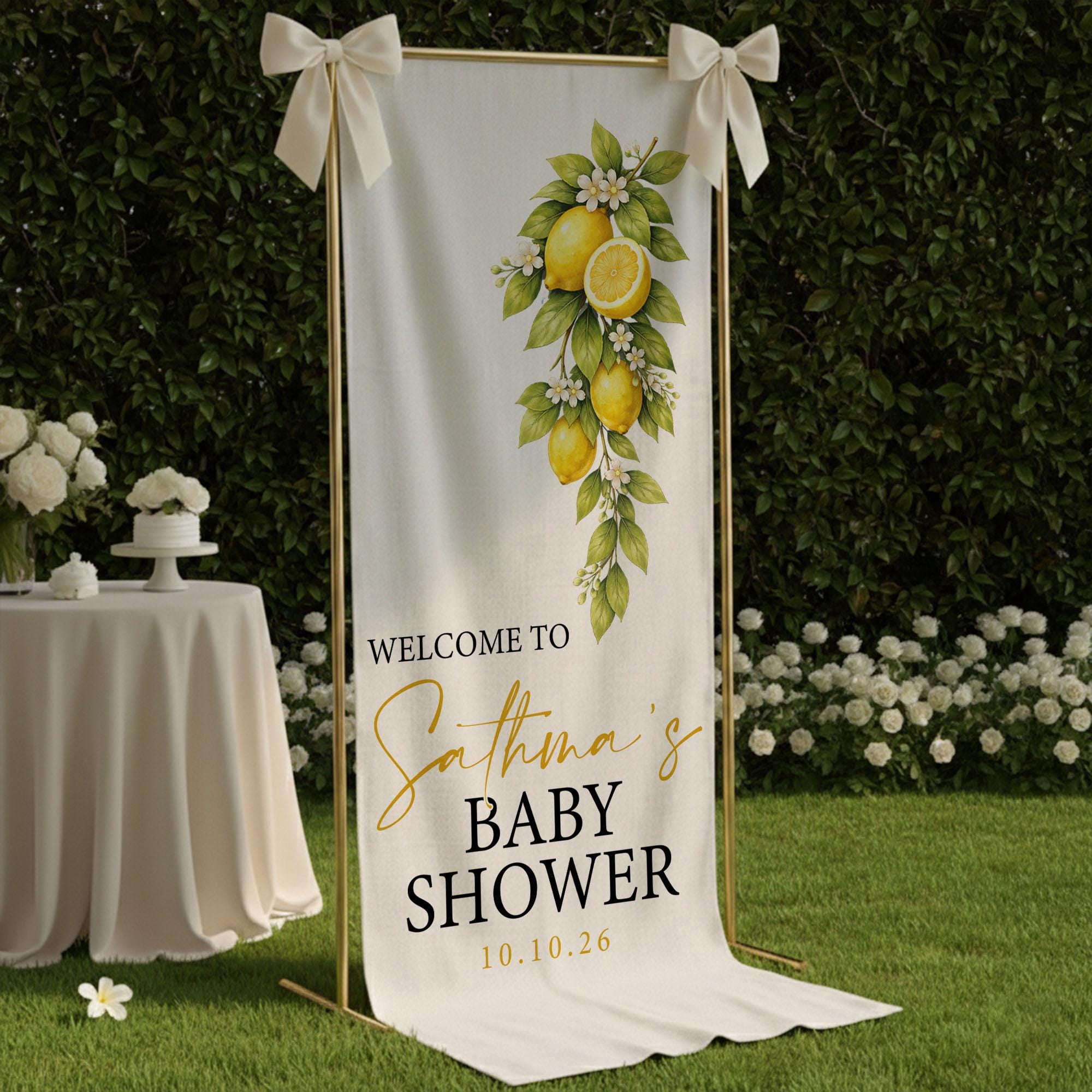 ViciArt Lemon Baby Shower Welcome Banner Personalized Backdrop