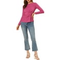 thumbnail image 2 of Unique Bargains Women's Round Neck Front Twist Top Long Sleeve Blouse, 2 of 7