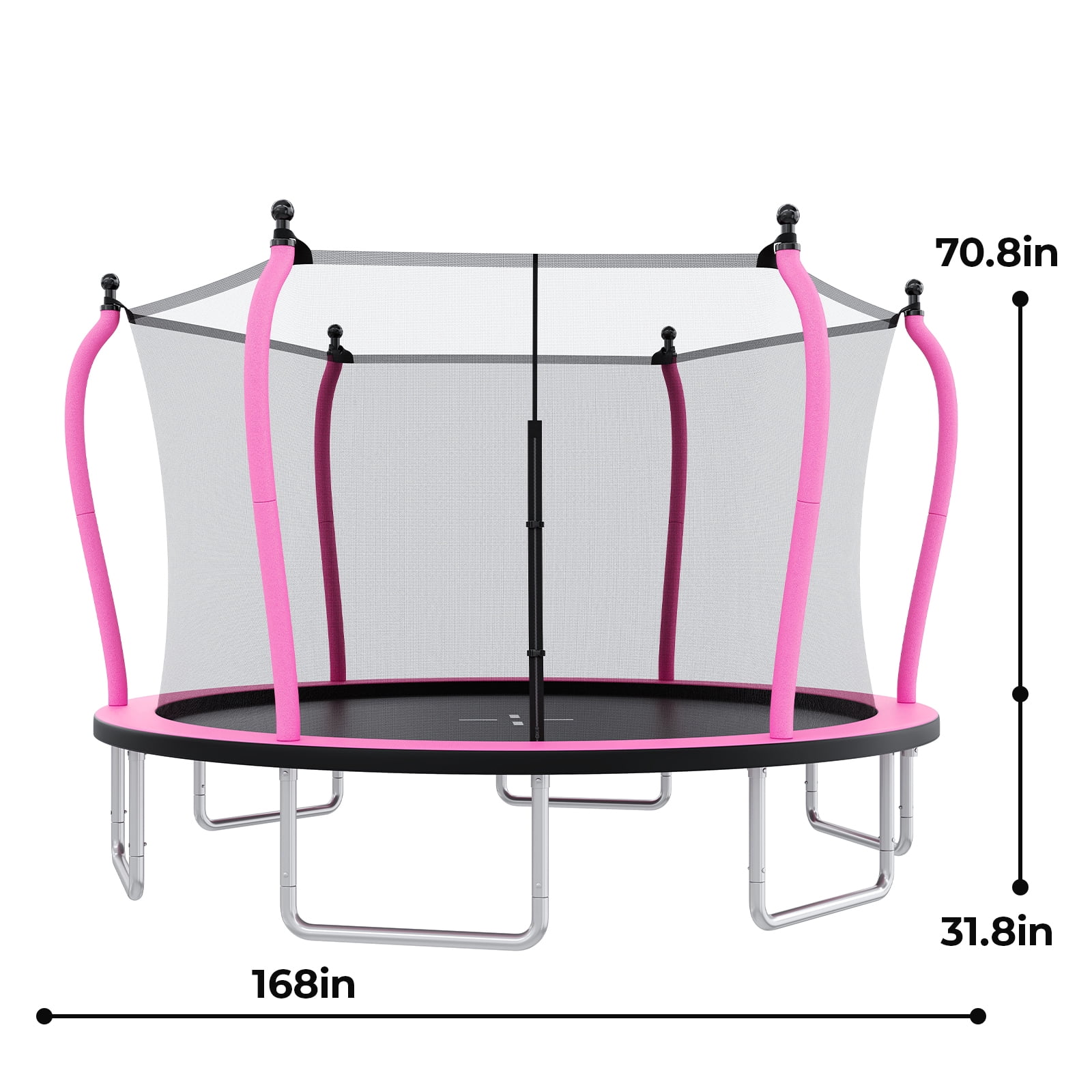 Alvantor 14Ft Trampoline for Kids & Adults, Pumpkin Trampoline with Enclosure Net and Ladder for Backyard Pink