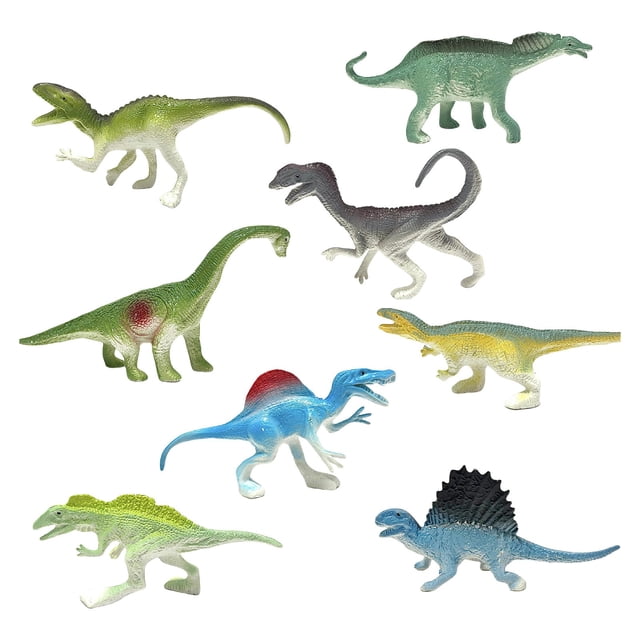 Mini Dinosaur Party Pack Plastic Animals Toy Set Educational For Kids 8 Pieces Prehistoric Creatures For Learning And Play Size 3.94 Inches