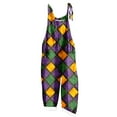 thumbnail image 2 of DDAPJ pyju Mardi Gras Jumpsuits for Women Color Block Print Long Playsuit Carnival Party Jumpsuit Celebration Parade Bib Overalls Sleeveless Wide Leg Rompers with Pockets Purple M, 2 of 5