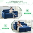 thumbnail image 3 of Dinosisco Convertible Sleeper Loveseat with USB, 55" Velvet Futon Sofa Bed, Blue, 3 of 8