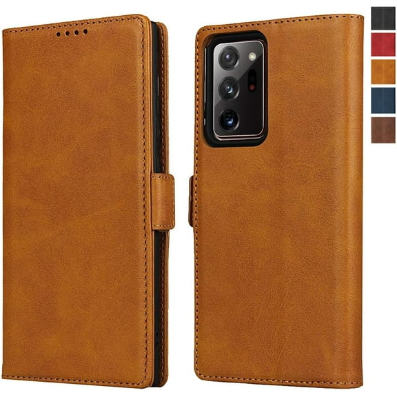 Galaxy Note 20 Ultra Wallet Case,Premium PU Leather Flip Folio Case with Card Slot,Stand Holder and Magnetic Snap TPU Shockproof Interior Case for Samsung Galaxy Note 20 Ultra 5G,6.9" Khaki