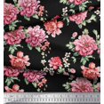 thumbnail image 2 of Soimoi Cotton Duck Fabric Leaves & Peony Floral Print Fabric by The Yard 42 Inch Wide, 2 of 3