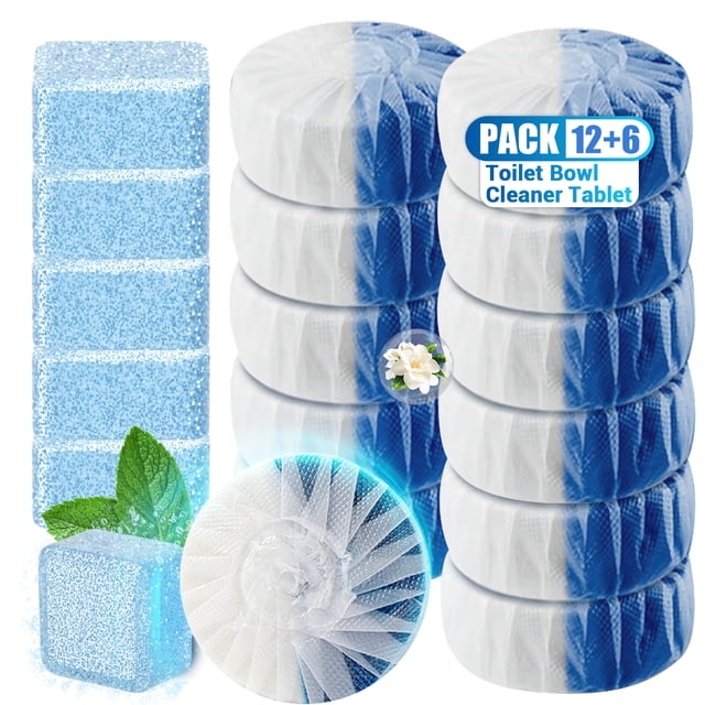 Automatic Toilet Bowl Cleaners Tablets 12 Pack, with 6 Pack Bleach ,Toilet Tank Cleaner Tablets for Deodorizing & Descaling Toilet Cleaners for Bathroom