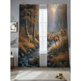 thumbnail image 4 of Deer in Sheer Curtains 84 inches Long 2 Panels Set the Forest Brown Trees with Creek Tiers Sheers Rod Pocket Small Window Short Curtains for Kitchen Cafe, Each 52" W x 84" L, 4 of 7