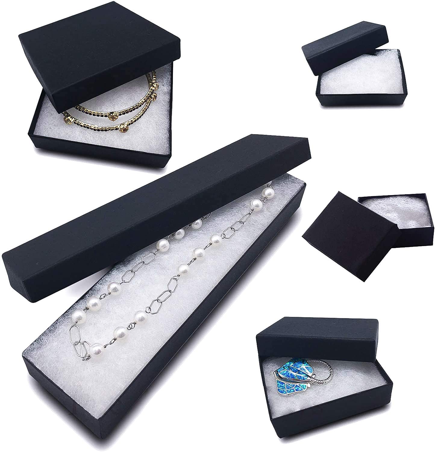 100 Pack Silver Foil #32 Jewelry Boxes - 3-1/16x2-1/8x1 Inch - Gift & Retail Display