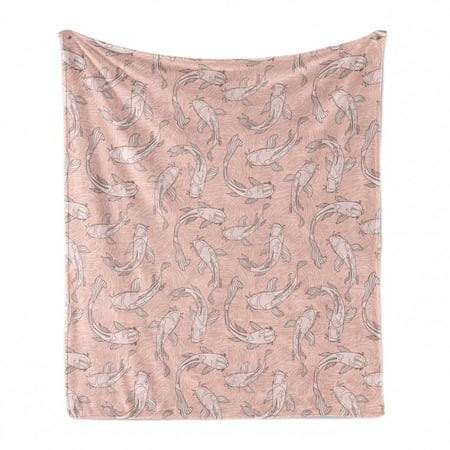 

Koi Fish Soft Flannel Fleece Blanket Repetitive Luck Symbol Motifs Swimming Animals in Pastel Tones Pattern Cozy Plush for Indoor and Outdoor Use 60 x 80 Blush and Pale Salmon by Ambesonne