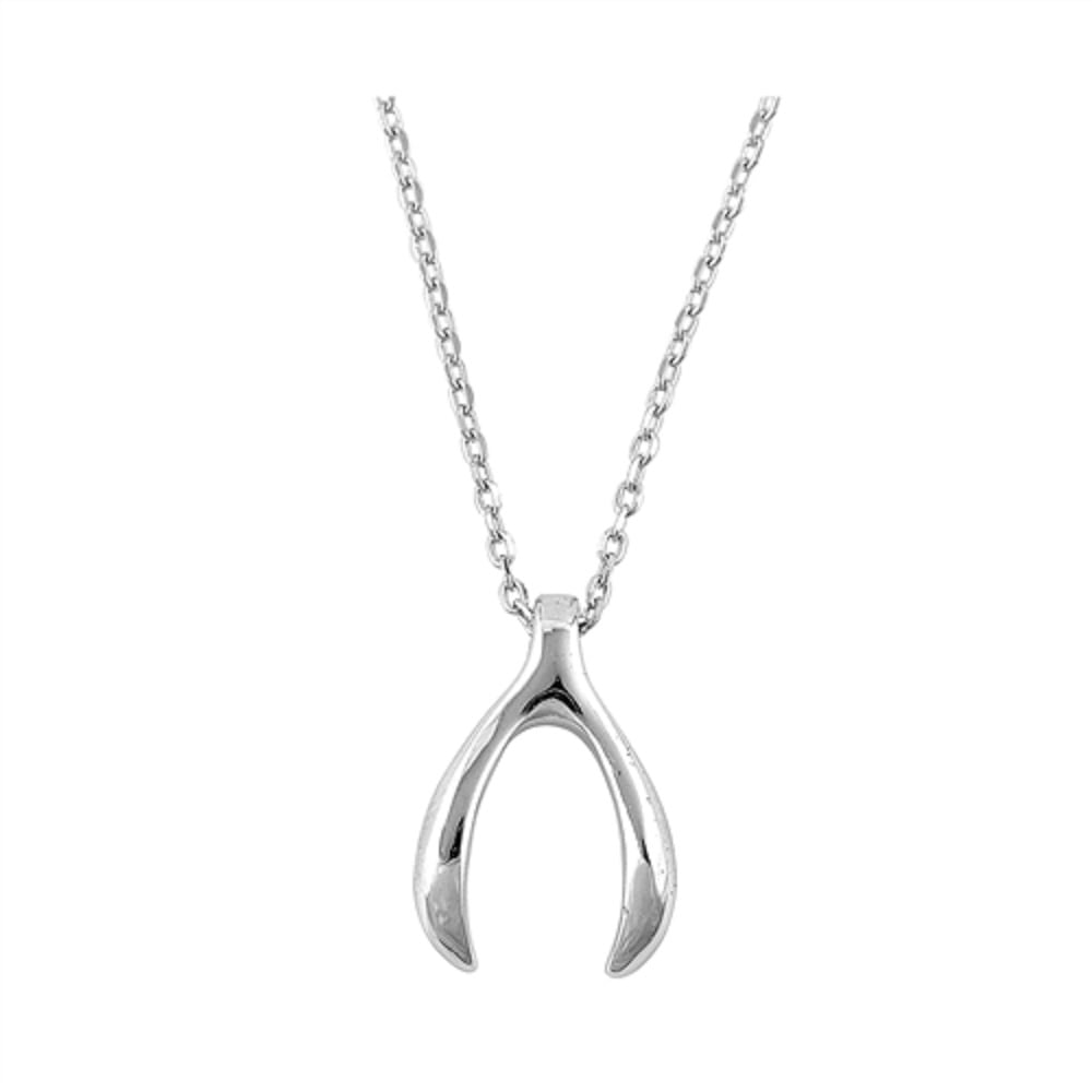 NSC - Mini Plain Wishbone Necklace in Sterling Silver - Norbu
