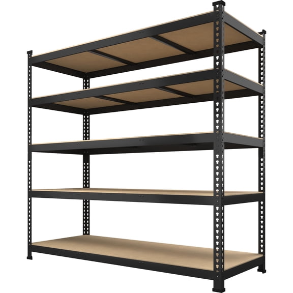 Heavy Duty Storage Shelves 48" W x 24" D x 72" H - 5-Tier Adjustable Metal Garage Shelving Unit, Standing Utility Shelf Racks for Pantry Warehouse Kitchen, Black