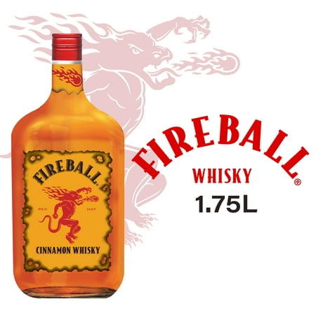 Fireball Hot Cinnamon Blended Whiskey, 1.75L Glass Bottle, 33% Alcohol