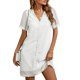 thumbnail image 2 of Vestido de encaje de manga corta con cuello en V,Vestido de tirantes de encaje de lunares de manga corta con cuello en V corto para mujer Vestido de encaje de manga corta con cuello en V Probado profesionalmente, 2 of 5
