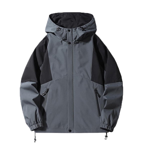 Maoxin Mens Jacket Men's Casual Loose Fitting Long Sleeved Zippered Hooded Jacket Jacket Coats , Dark Gray , 2XL