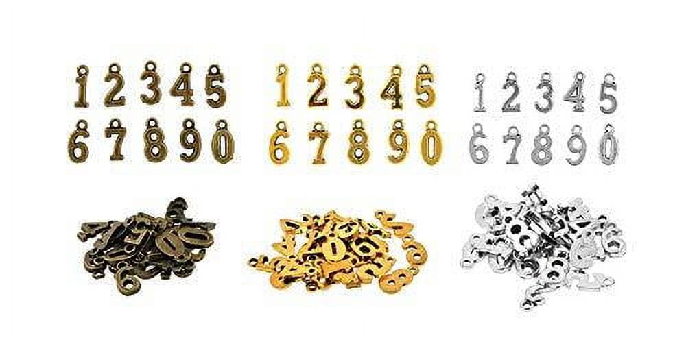 Aylifu Round Letter Charms 26 Alphabet AZ Pendants and 5 Sets (50pcs) 0-9  Number Charms for Jewelry Making Crafts DIY