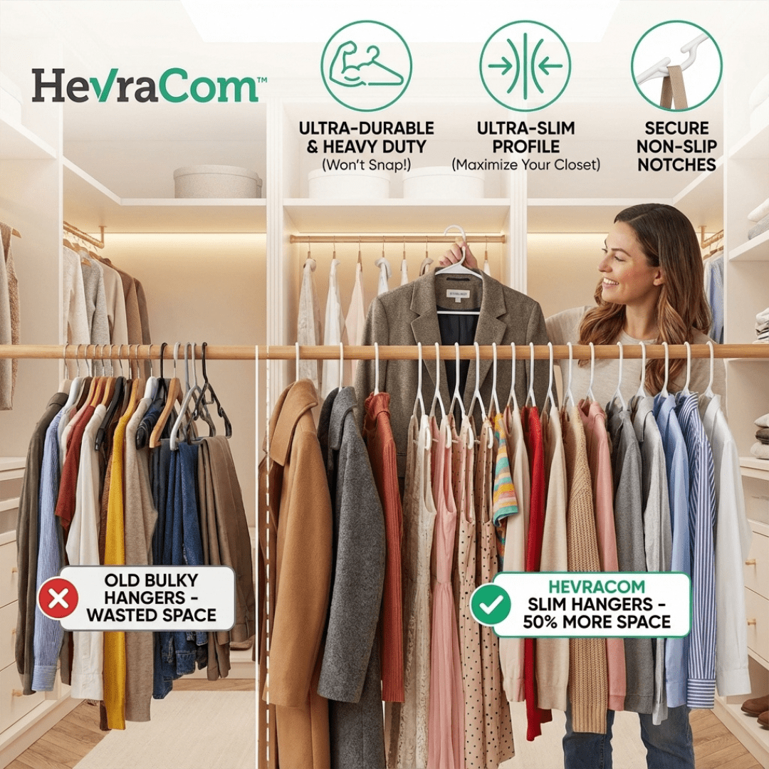 HevraCom Plastic Clothes Hangers Heavy Duty Non Slip White 50 Pack