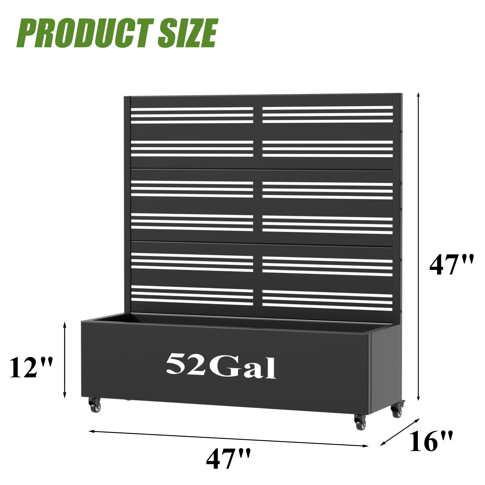 MAYEERTY 3 Panels Outdoor Metal Planter Box, Durable Weather-Resistant Planter, 2 pcs Decorative Metal Flower Box for Patio, Balcony, Garden