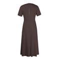 thumbnail image 5 of LWavelet Women's Plus Size Maxi Dress Short Sleeve Round Neck Tie Waist Casual Flowy Dress with Pockets Brown XL, 5 of 7