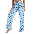 thumbnail image 4 of Lenpel Pajama Pants for Women Elastic High Waisted Drawstring Heart Printed Wide Leg Lounge Pants Comfy Casual Pj Bottoms(Blue,X-Large), 4 of 6